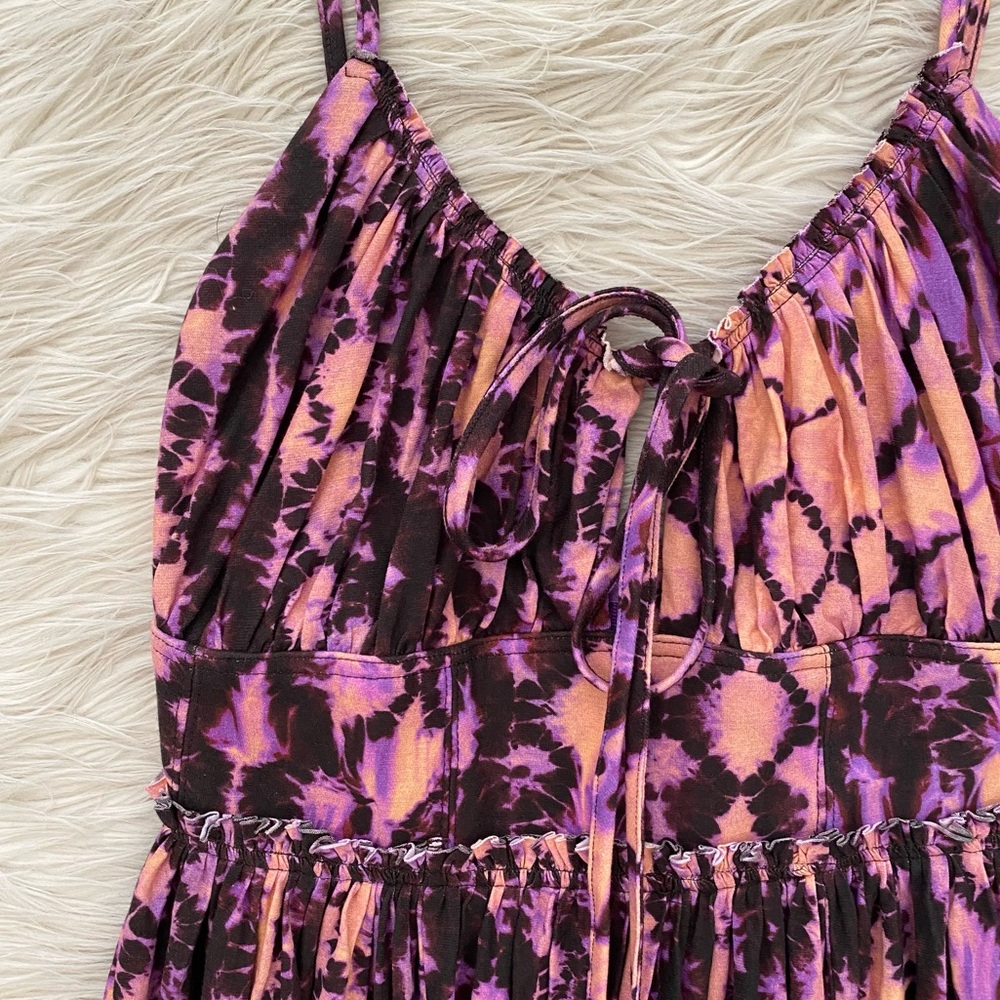 Ulla Johnson Pink and Purple Tie-Dye Midi Dress - Picture 4 of 14